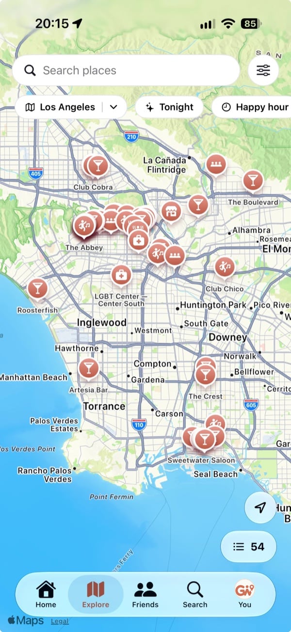 GayWhere map